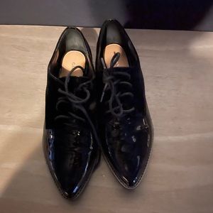 Black Patent leather and velour shoes